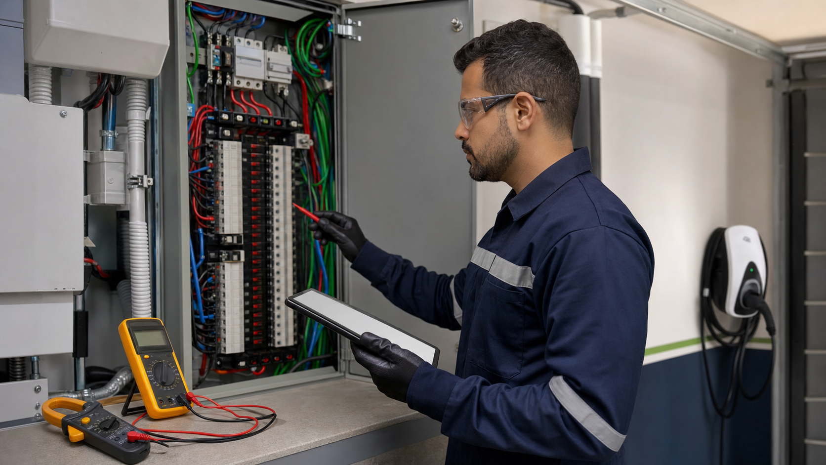 Avaliação técnica em quadro elétrico para instalação de carregador em Santos