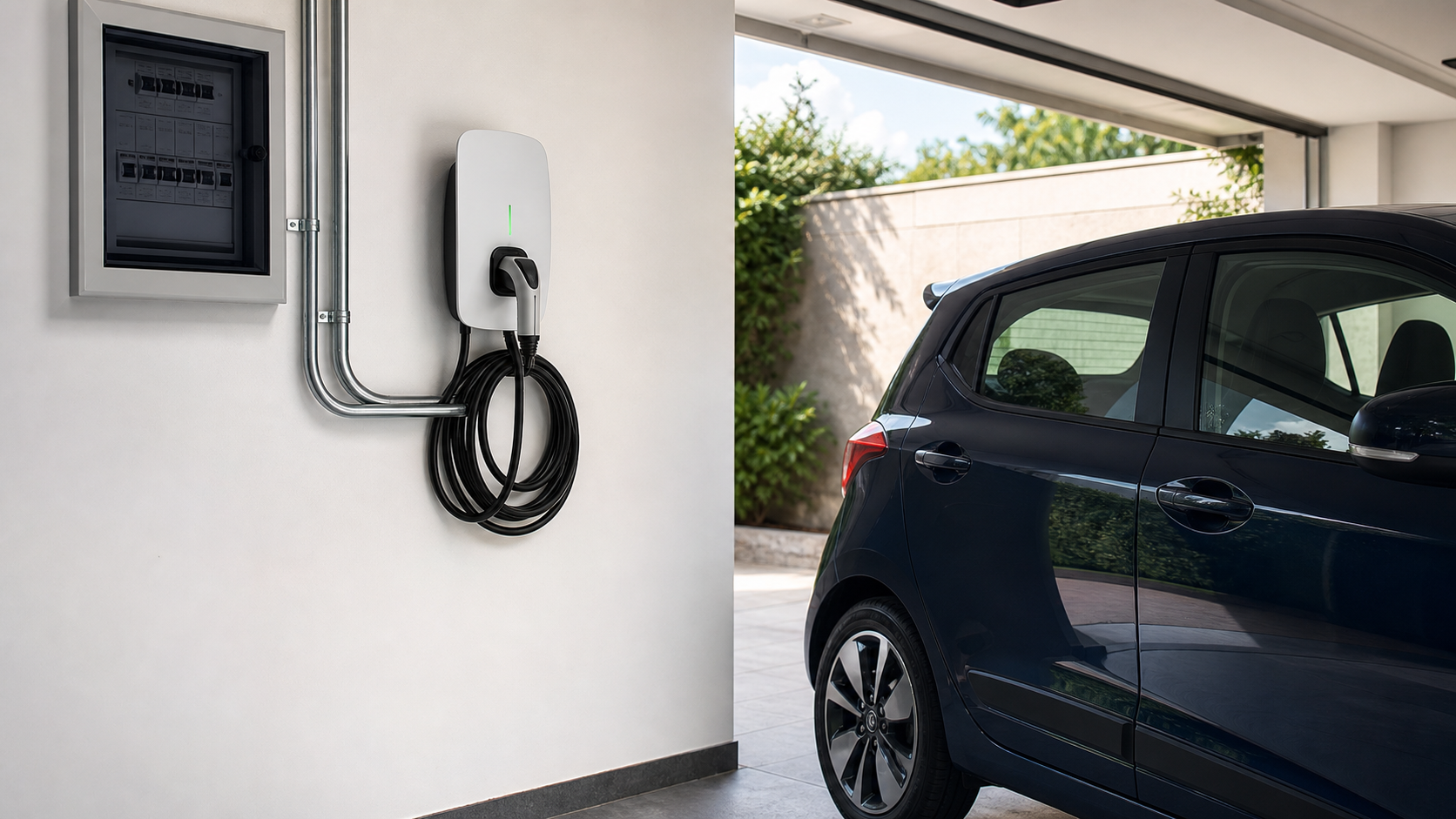 Wallbox instalado em garagem residencial